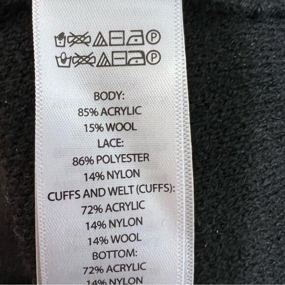 AMARYLLIS Black Floral Wool Blend Crew Neck Sweater Size Medium - Picture 5 of 7